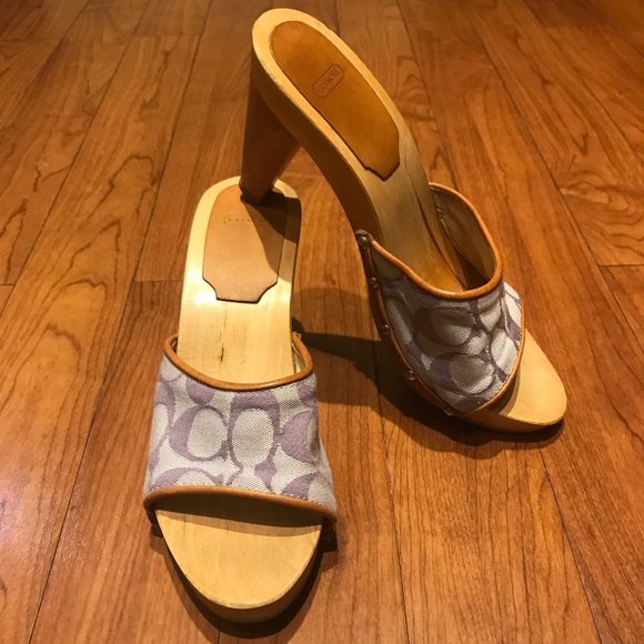 Coach Brenda Wooden Heels Slides - Picture 2 of 9